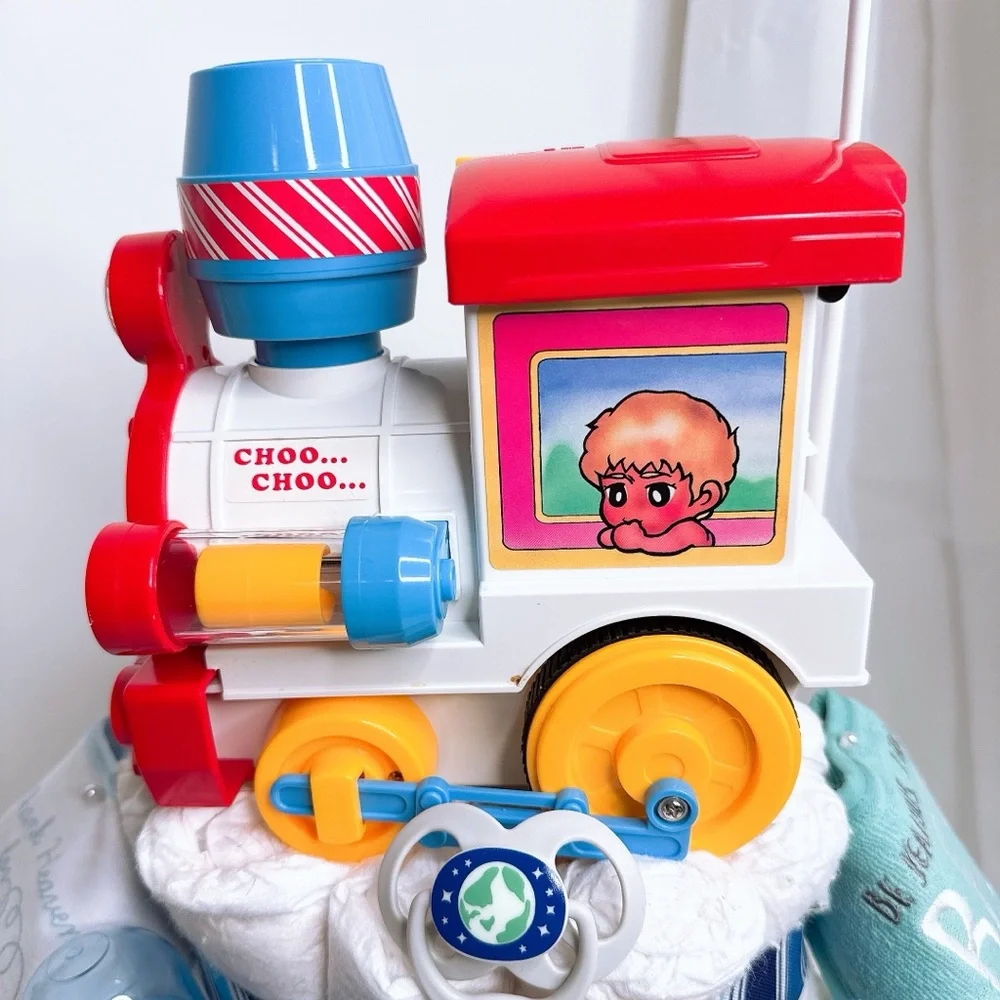 Colorful Train Diaper Cake, Baby Shower Gift